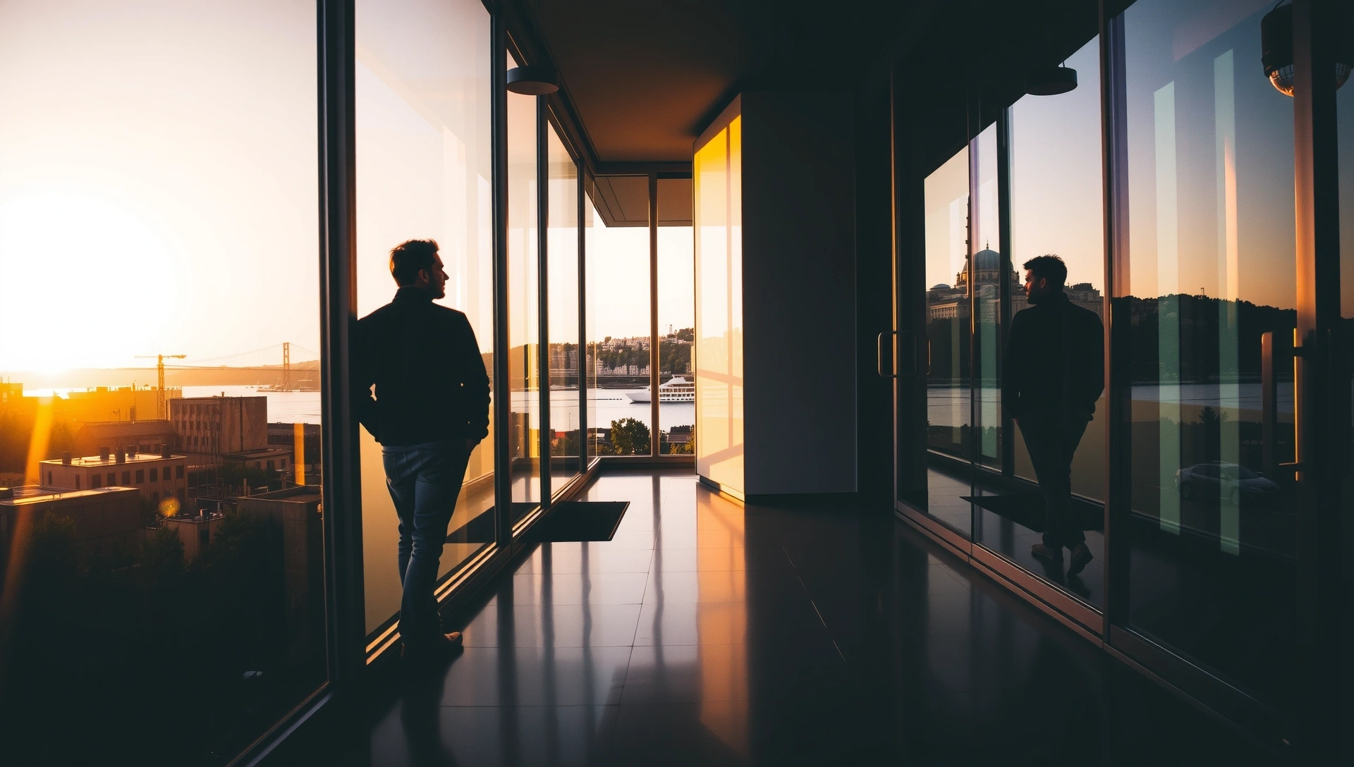 Istanbul skyline reflected in modern glass architecture