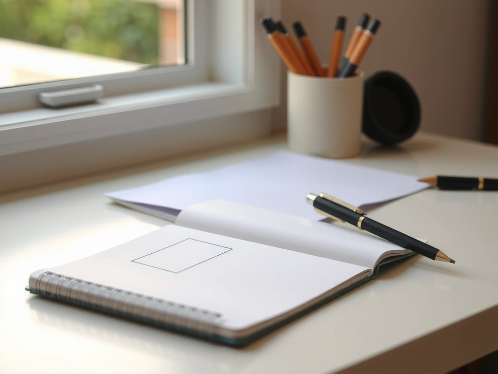 Studio desk with sketch notes